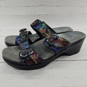 Dansko Sophie‎ Rainbow Mosaic Leather Strappy Wedge Sandals Womens 42 US 11.5-12
